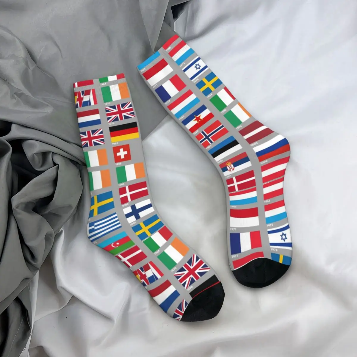 Eurovision Song Stockings Unisex Contest Winner's Flag Socks Medium Soft  Socks Running Sports Anti Skid Custom Socks Gift Idea