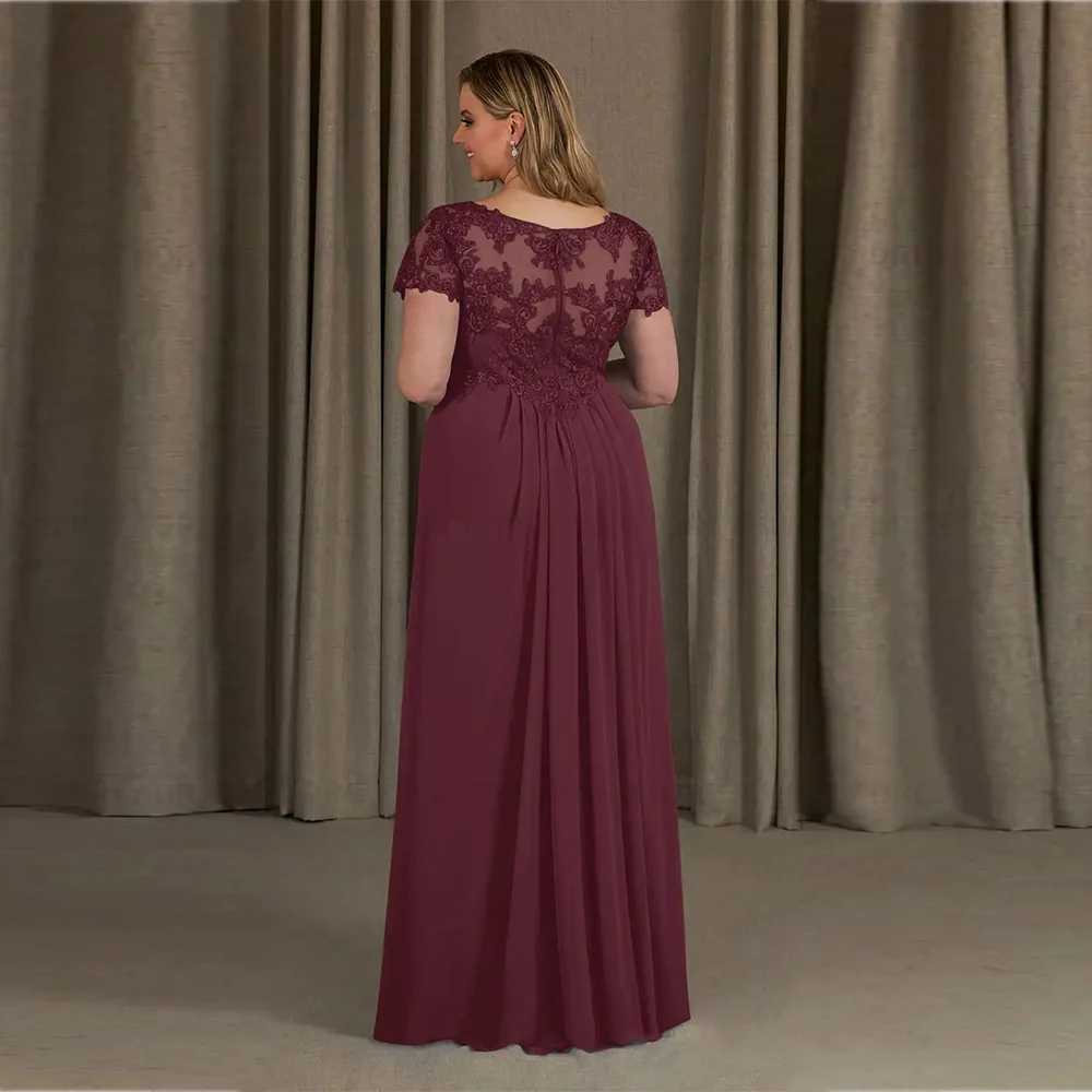 Elegante Plus Size Moeder Van De Bruid Jurken 2023 A-Lijn V-Hals Kant Trouwfeest Guest Jurken Floor-Length Vestidos De Gala