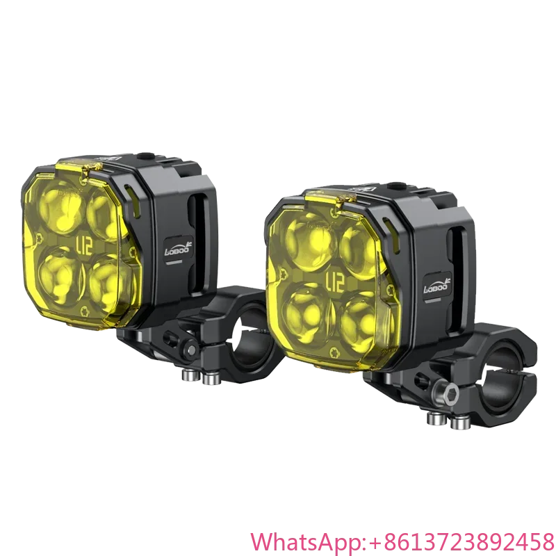 

LOBOO L12T Motorcycle Lighting System Dual color led lens Motorcycle Spotlights lenses LED Work Light Yellow White color