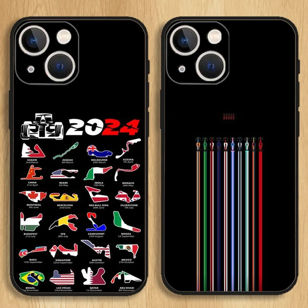 F1 Race Tracks Circuits 2024 Phone Case For iPhone15,14,13,12,11,Pro,Max,Plus,Mini,X,XS,XR,8,7,6,S,Plus,SE Soft Black Case