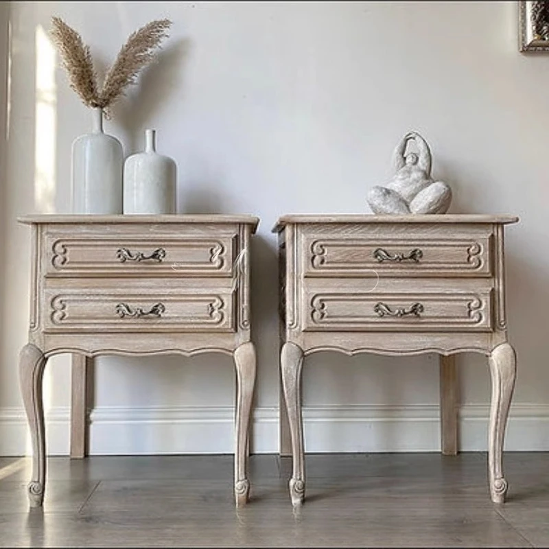 

American country solid wood old bedside table small apartment bedroom log color locker retro oak bedside cabinet