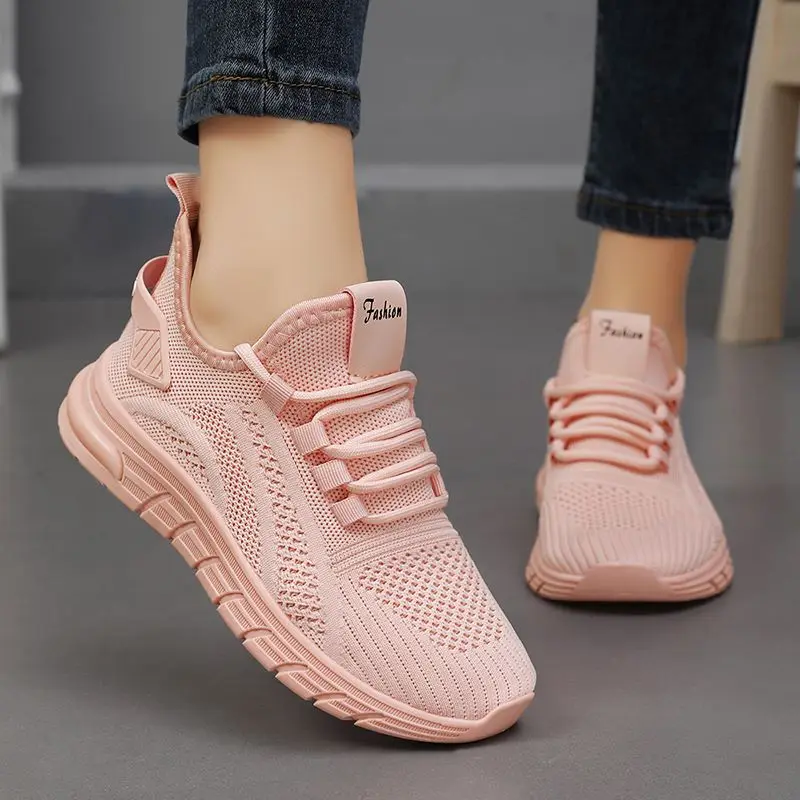 Dames Casual Sneakers Veterschoenen Gym Gevulkaniseerde Schoenen Wit Damesschoenen Mode Ademend Wandelen Mesh Platte Schoenen Trainers