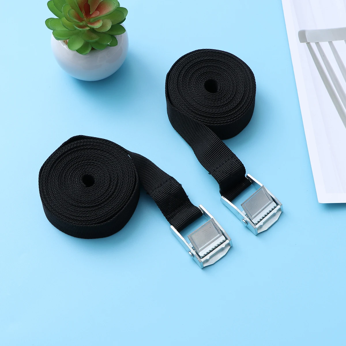 

2pcs Adjustable Durable Nylon Cargo Tie Down Strap Heavy Duty Lashing Belt Padded Buckle For Securing Baggage Car