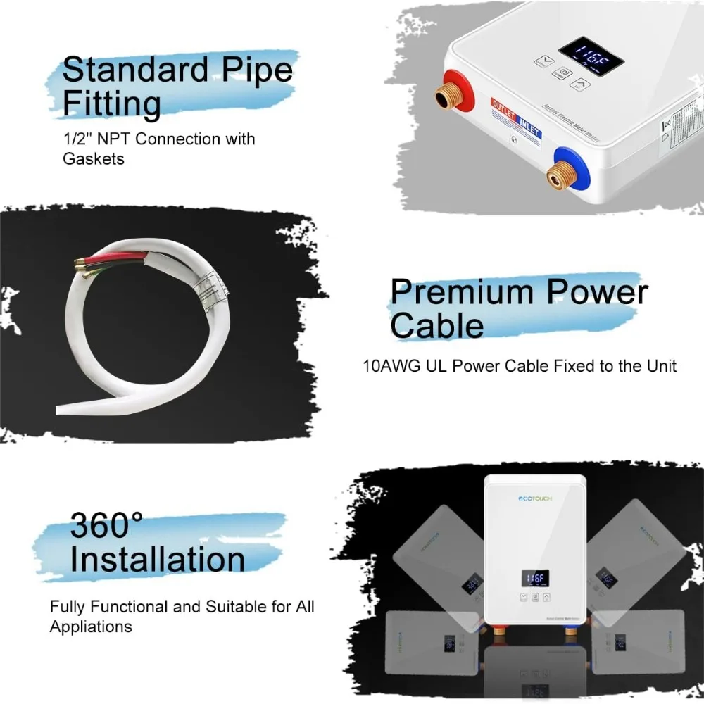 Tankless-インスタント給湯器,5,5kw,240V,デジタルディスプレイ付き,電気給湯器,自己発熱