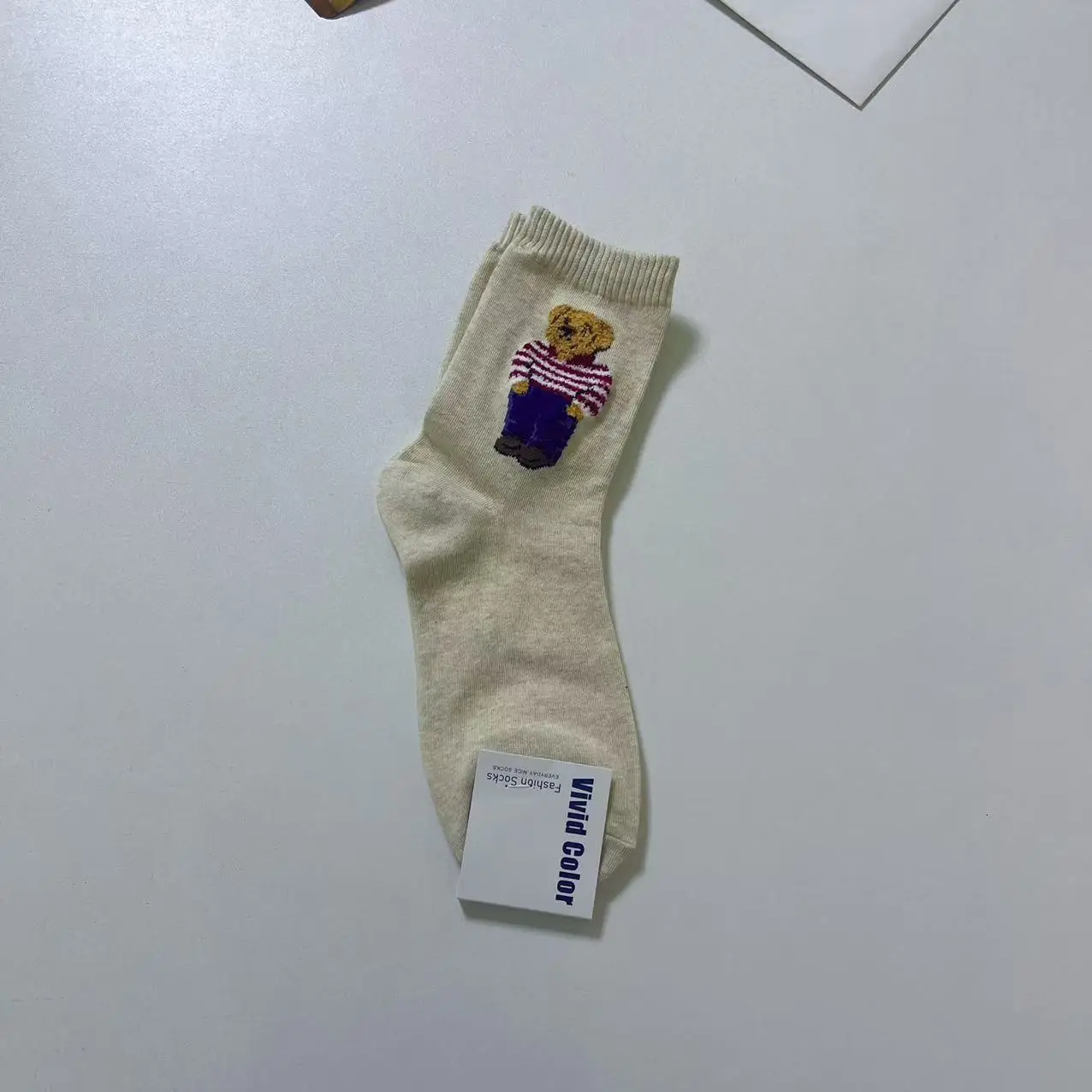 5 زوج/مجموعة الكرتون الدب منتصف العجل جوارب قطنية للنساء سترة غير رسمية الإناث لطيف الدب الجوارب مريحة تنفس ملابس المنزل #6