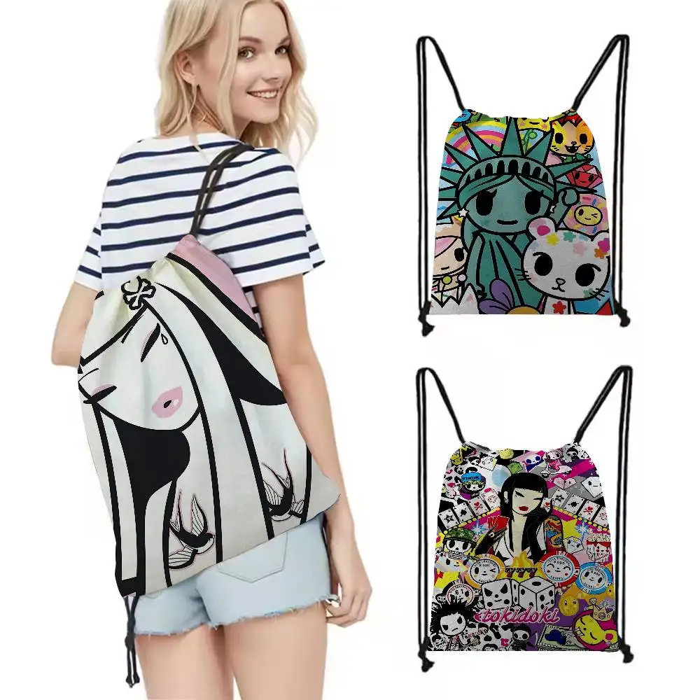 Kawaii T-Tokidoki الرباط حقائب الظهر كيس حزمة حمل تخزين البوليستر حقيبة السائبة للرياضة الصالة الرياضية السفر السباحة #1