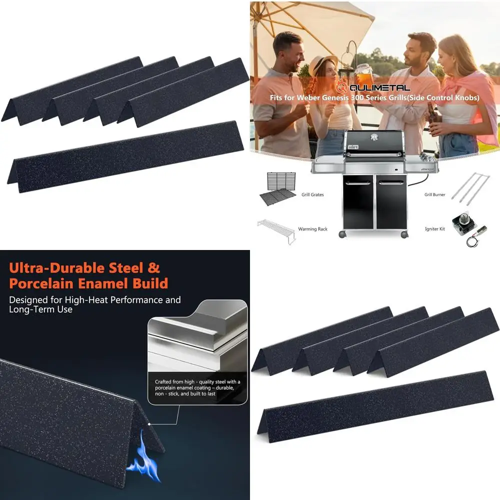 

24.5 Inch Gas Grill Side Control Knobs, Compatible with Genesis 300 Series (2007-2010), Porcelain Steel Heat Plates or Weber 753