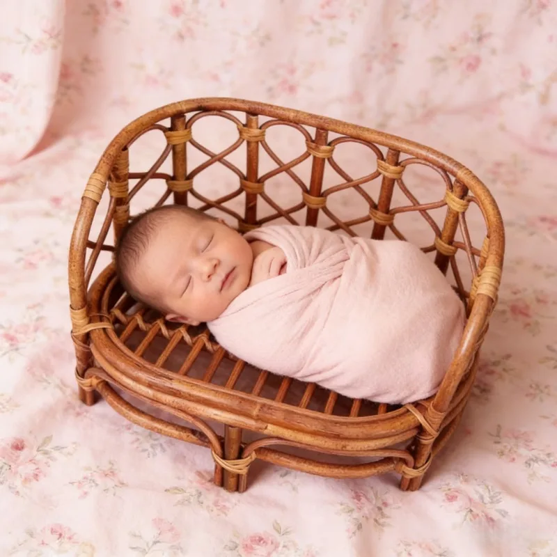 

Реквизит для фотосессии новорожденных, 1 шт., ретро ручная работа из ротанга, детская корзина, диван, стул, деревянные аксессуары для студийной фотографии