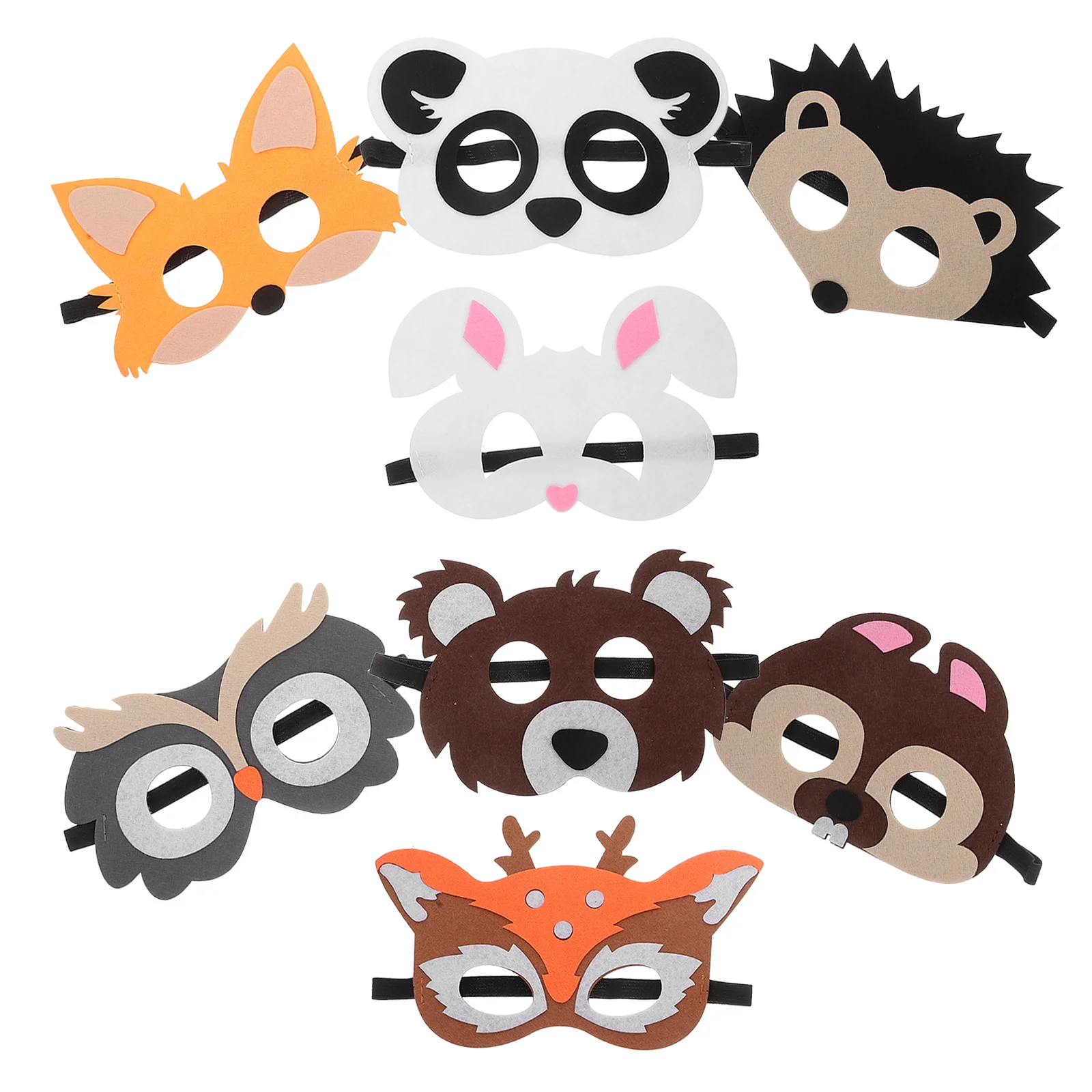 8pcs Animal Eye Mask Cute Felt Cartoon Animal Masks For Halloween Party Cosplay Masquerade Mask Party Accessory Decorative