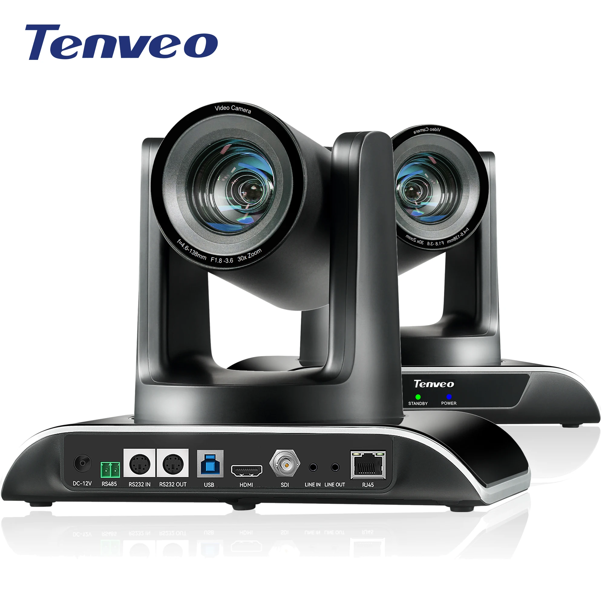 Tenveo 30X Zoom PTZ Conference Camera With AI Auto Tracking HD1080P 60fps USB+HDMI+SDI+LAN POE For Church, Worship, Education