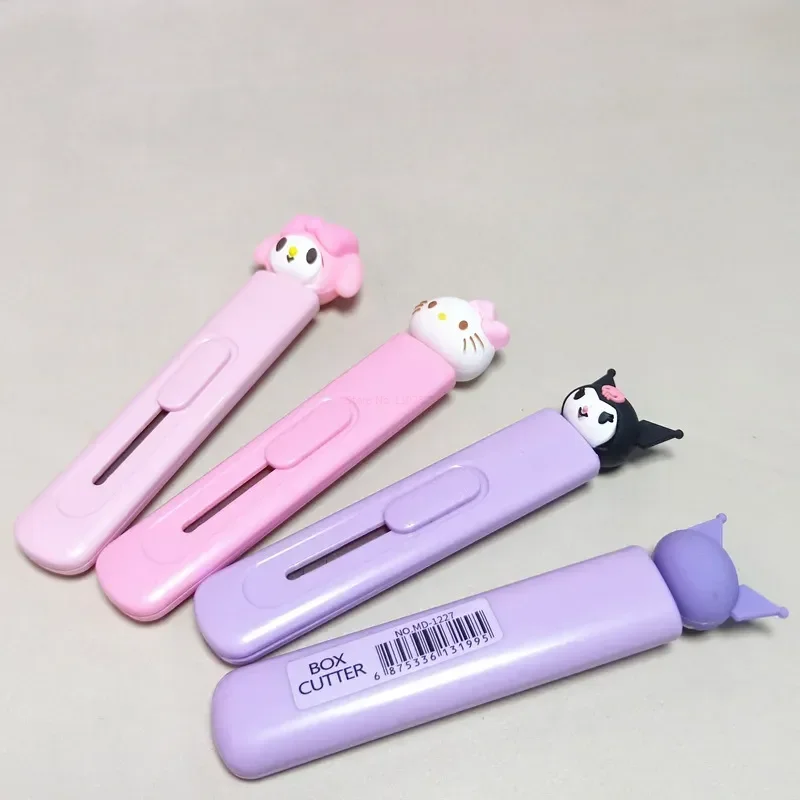 Kawaii Sanrio Utility Knife Anime Kuromi Cinnamoroll Mymelody Cartoon Student Art Cutting Express Box Cutter Tool Toys Gifts