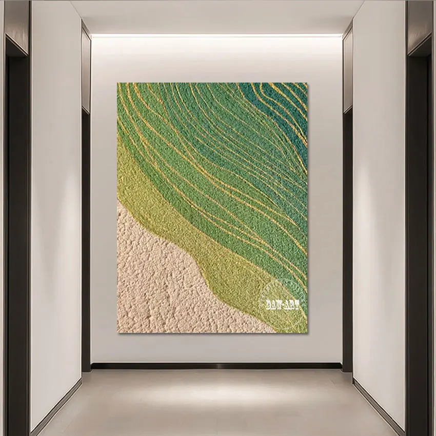 

Original Mixed Acrylic Abstract Art Craft Wholesale Of 3d Pictures Wall Green Grass Design Hand-painted Unframed Canvas Artwork