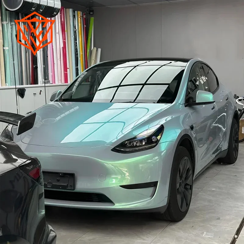 18mx152cm Magic Pearl Gray&Green Car Sticker Wrap Vinyl Film Color Change PET Bubble Free Film PVC Decal