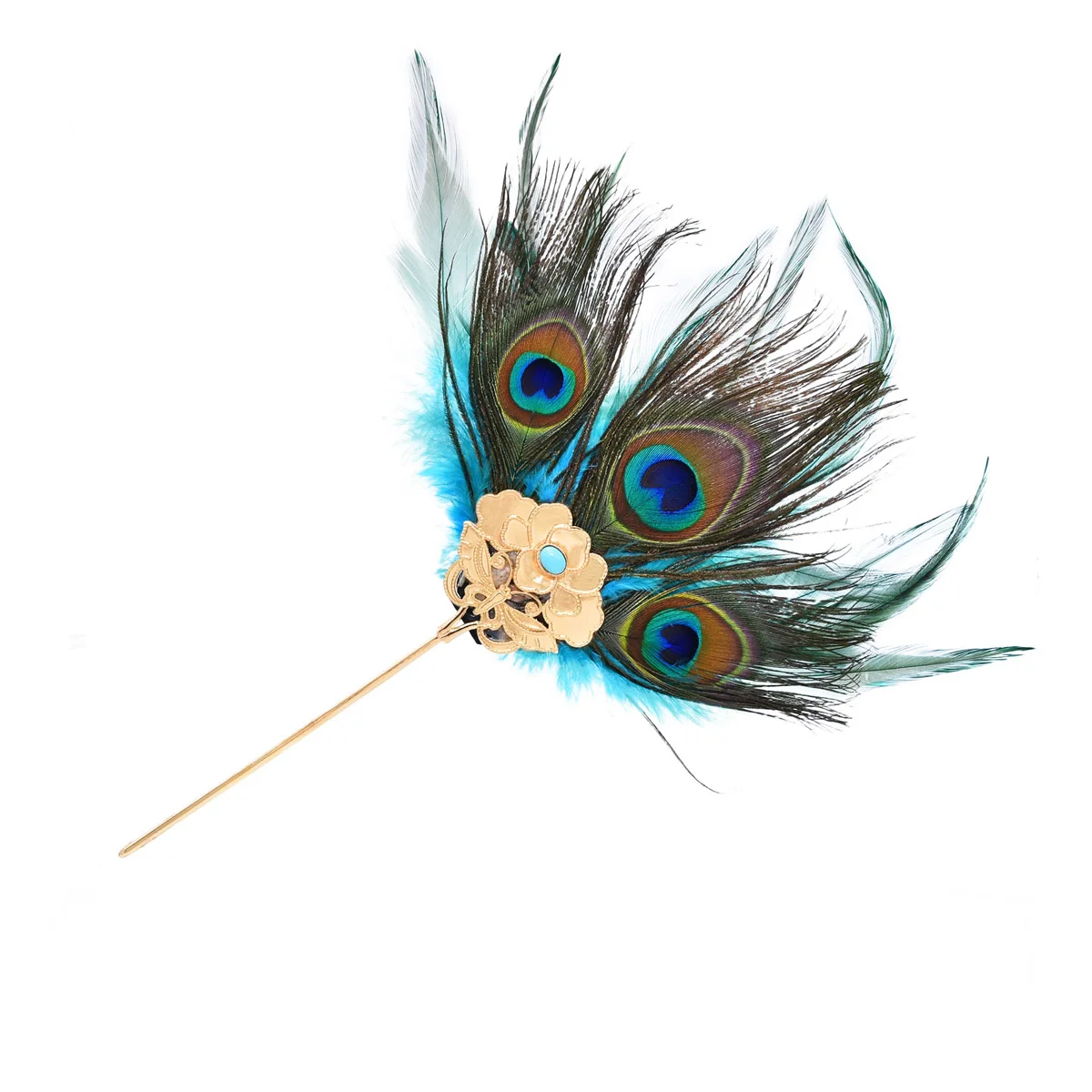 

New ethnic style dance peacock feather headdress hair accessories hairpin jewelry hairpin cloth shake retro photo jewelry