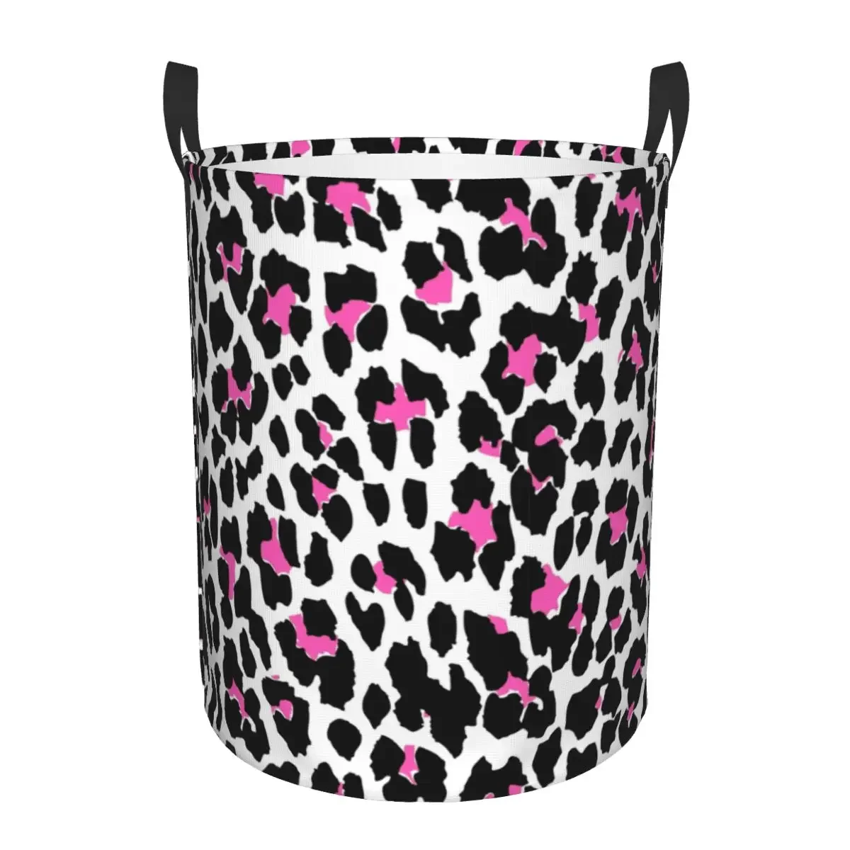 Pink Leopard Laundry Hamper Large Storage Basket Spots African Animal Fur Girls Boys Toy Organizer