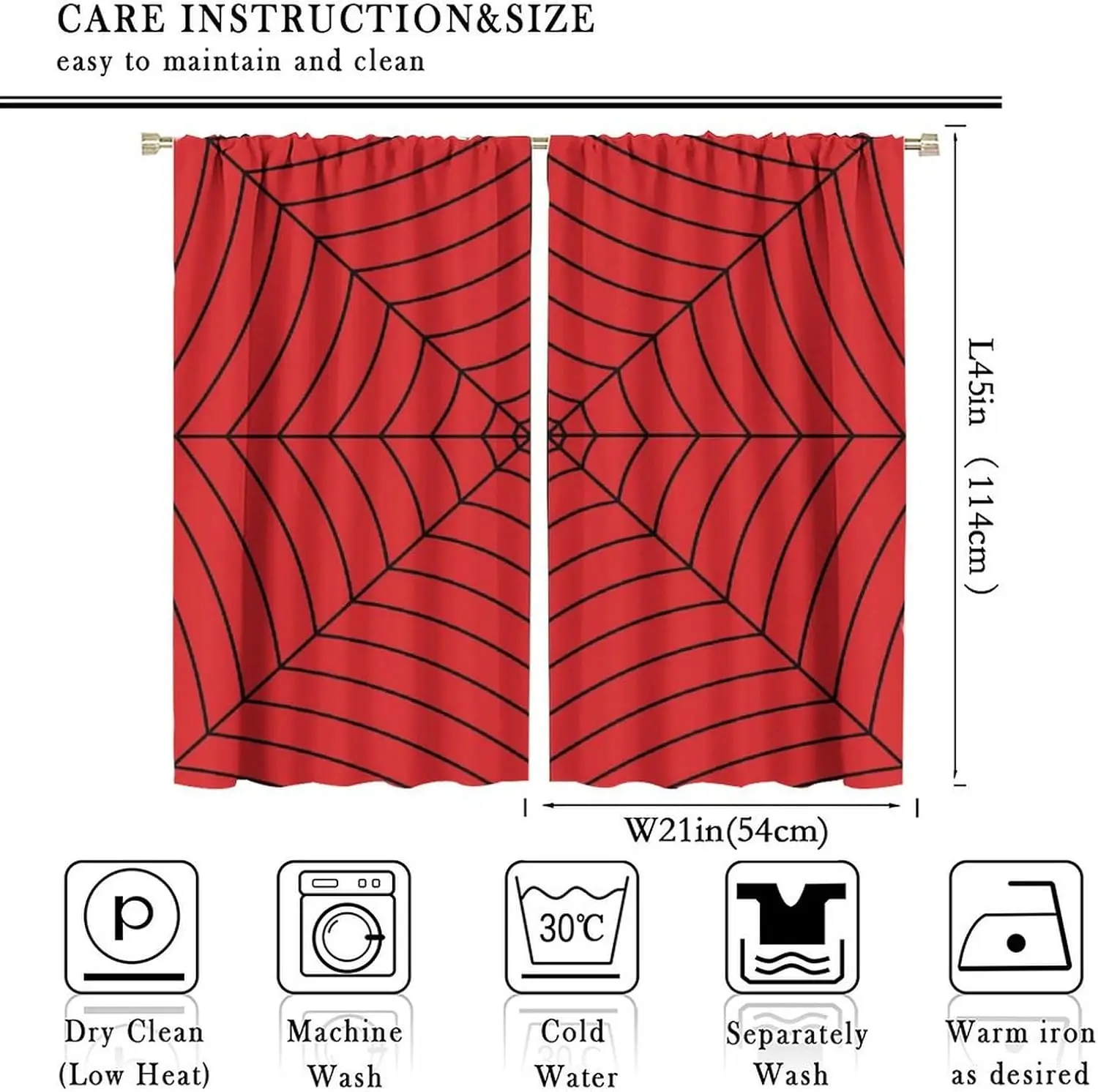 Spider Web Curtains Boys Red Spider Web Bedroom Curtains for Bedroom Living Room Curtains 2 Panel Set 42x44 Inches
