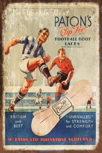 Paton's Football Boot Laces Advert Aged Look Vintage Retro Style Metal Sign sign