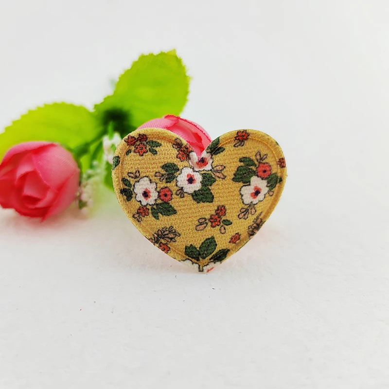 Gepolsterte Stoffherz-Applikationen für Kleidung, Hut-Nähzubehör, DIY-Kopfbedeckungen, Haarspangen, Schleifendekor-Patches, 3,5x3cm, 100 Stück – Detail 9