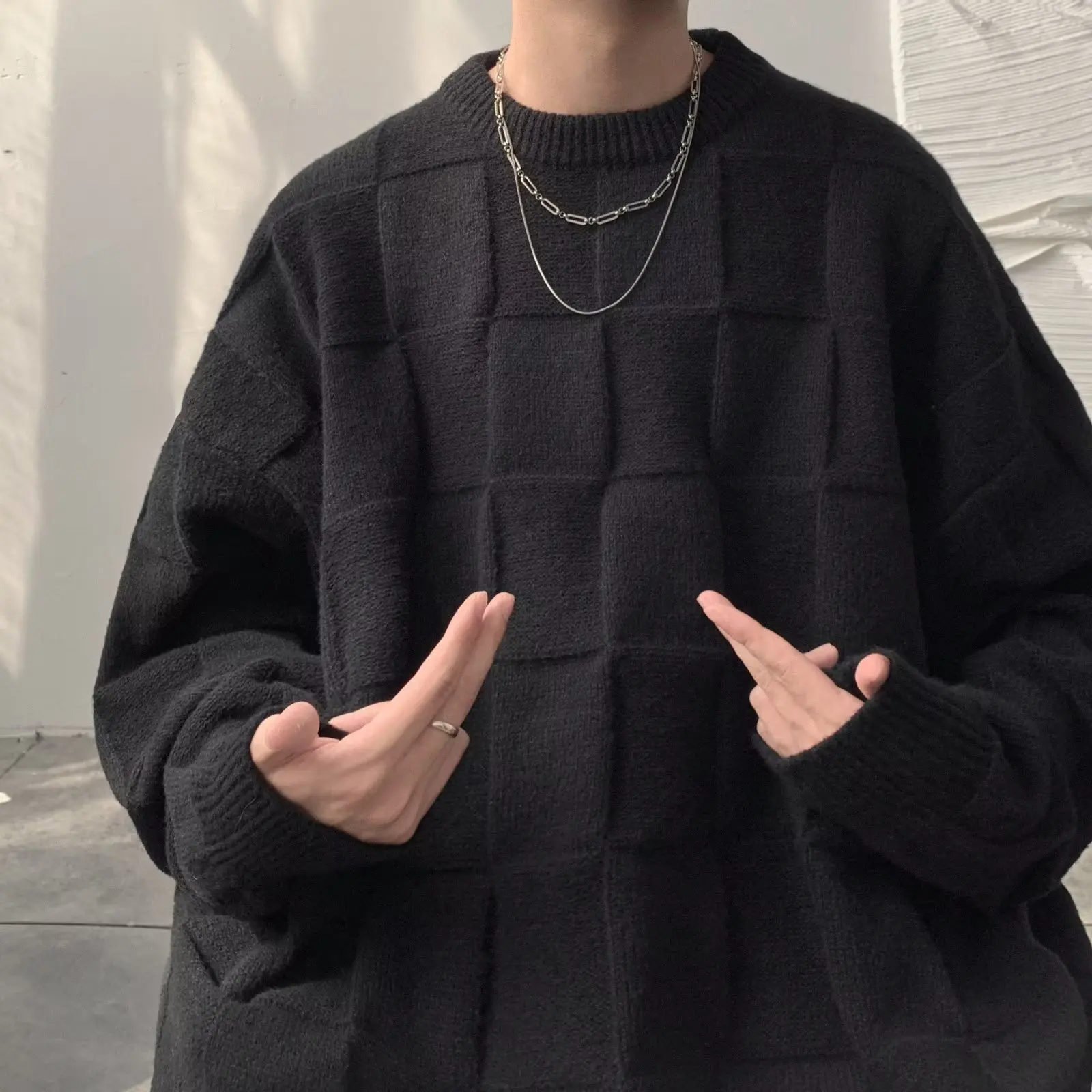 الخريف الشتاء الرجال سترة فضفاضة تناسب ثي طويلة Sve العلوية محبوك ألياف البوليستر عادية طويلة Sve جولة Ne