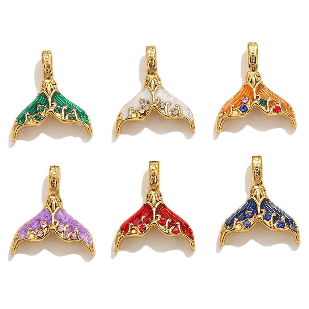 4 قطعة الفولاذ المقاوم للصدأ الذهب حورية البحر الذيل سحر ثلاثية الأبعاد ذيل السمكة قلادة لصنع المجوهرات DIY SeaStyle سحر لإكسسوارات القلادة