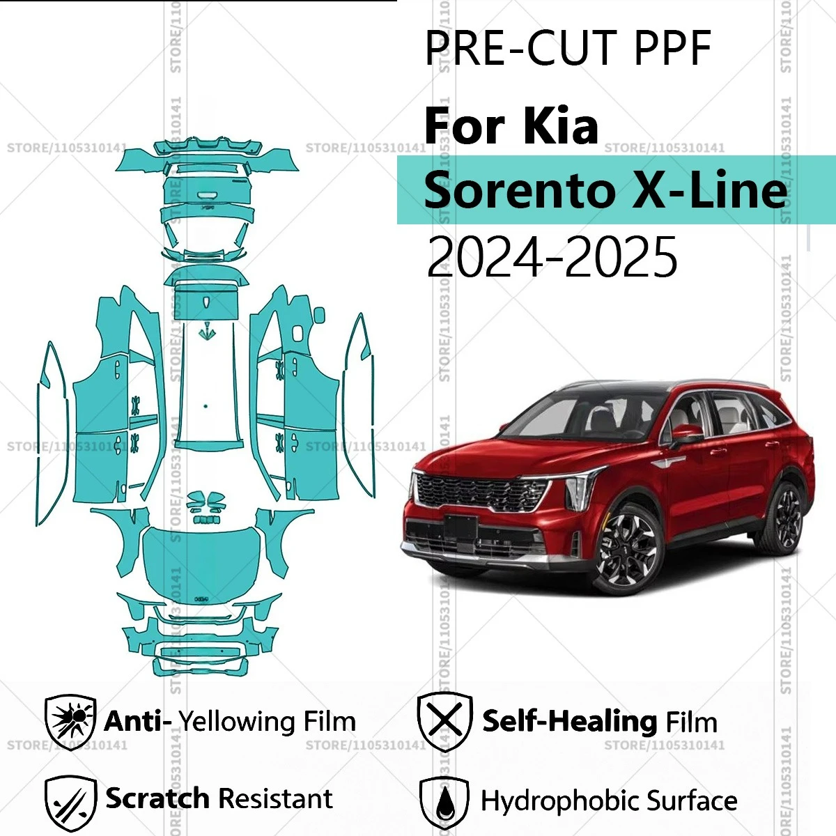 For Kia Sorento X-Line 2024-2025 Pre-Cut Paint Protection Film PPF Transparent Car Film Professional Automotive PPF Full Vehicle