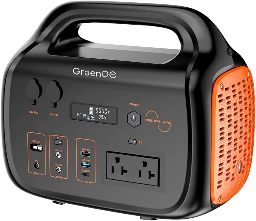 

Portable Power Station 1000W 1024Wh 120V Pure Sine Wave AC Outlet USB-C Camping Power Bank for Outdoors Solar Powered