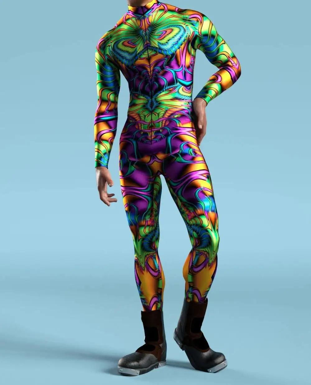 Mehrfarbige Coole Männer ​ ​ Performance-Jumpsuit, Rollenspiel-Strumpfhose, Steampunk-Kostüm, Party-Mechaniker-Strumpfhose, Radsport-Bodysuit – Detail 26