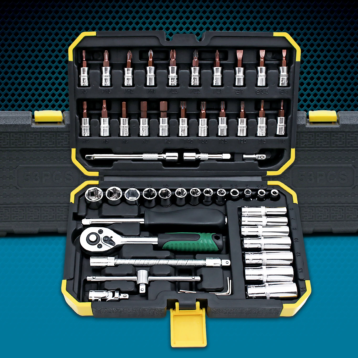 

Набор торцевых ключей 1/4 дюйма, 24/72, набор зубчатых ключей с трещоткой и удлинителем для ремонта двигателей и дома, с футляром для хранения