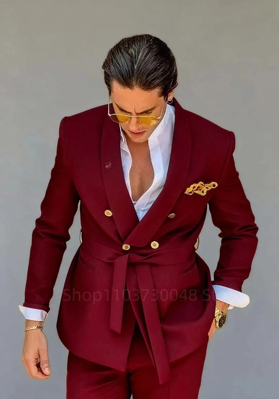 

Мужской свадебный костюм из 2 предметов, деловой двубортный пиджак с шалью и лацканами, брюки, элегантный наряд для выпускного вечера для мужчин