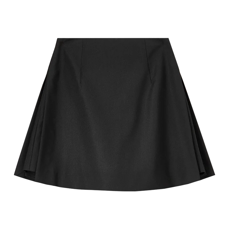 SENTUBILA Women Black Shorts Skirts 2025 Summer Fashion Commute A-Line Twill Side Slit Elegant Sexy Dating Shorts 151K57967