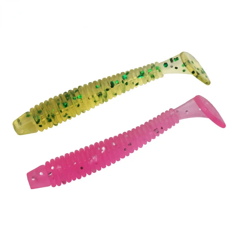 50 stücke Soft Bait Jig Wobbler Wurm 50mm Angel köder Kunst silikon T Schwanz Soft Tail Köder Kunststoff Maden Swimbait