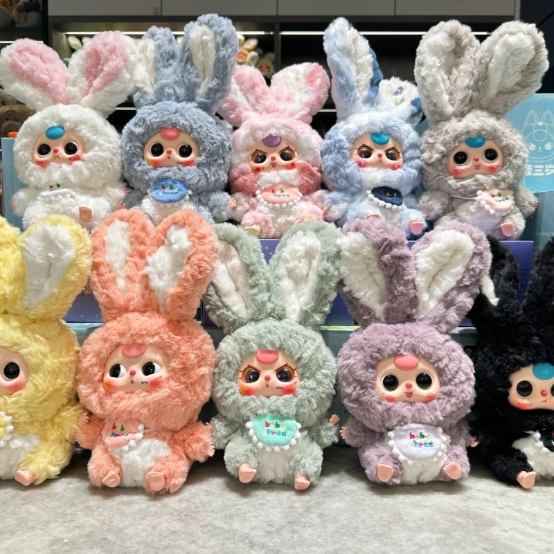 Genuine Baby Three  Plush Blind Box Full Series Macaron Rabbit Box Trendy Vinyl Dolls Pendants Cute Dolls Girl toy Birthday Gift