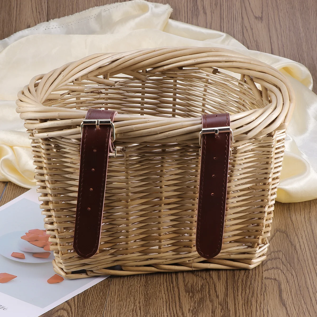 

Front H Bicycle Storage Basket Willow Wicker H made Durable Smooth Surface Electric Bike Hamper Child Pcs
