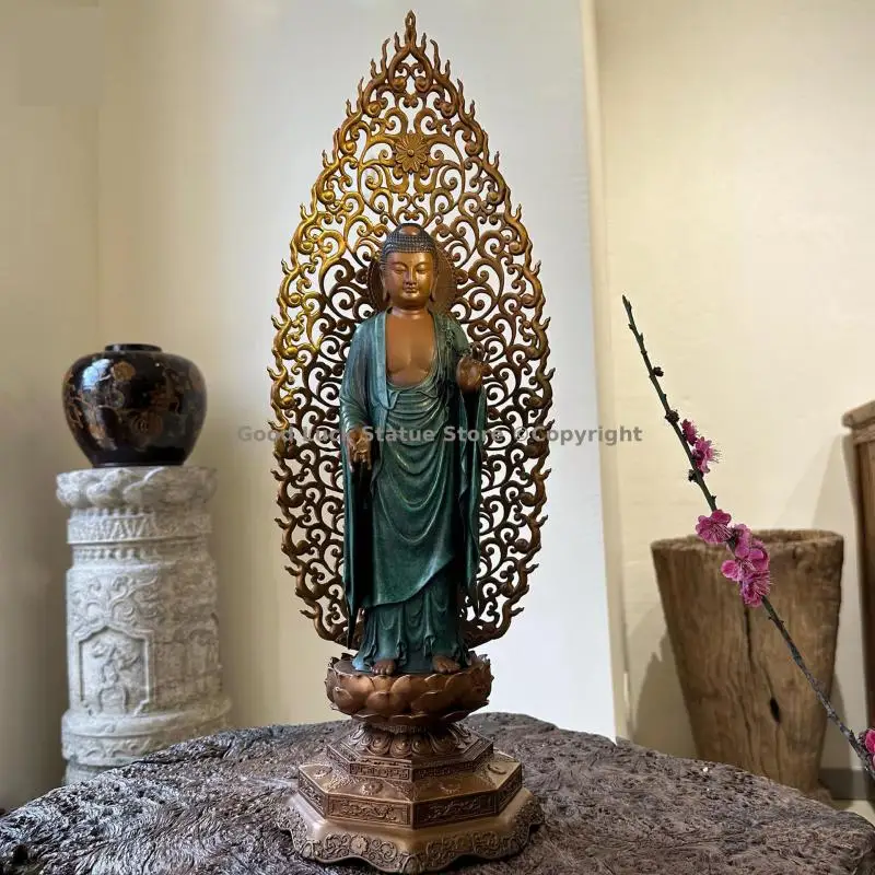 56CM Exquisite Buddha statue Family Worship Amitabha Standing Buddha Shakyamuni copper statue bless safety healthy good luck