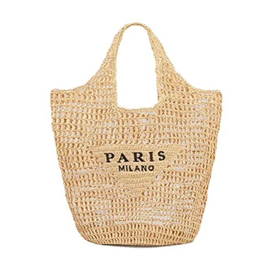 

POOOPSSD New Woven Bag, Straw Mesh Tote Bag, Beach, Shoulder Bag, Hobo Women, Foldable Large Capacity, for Holiday