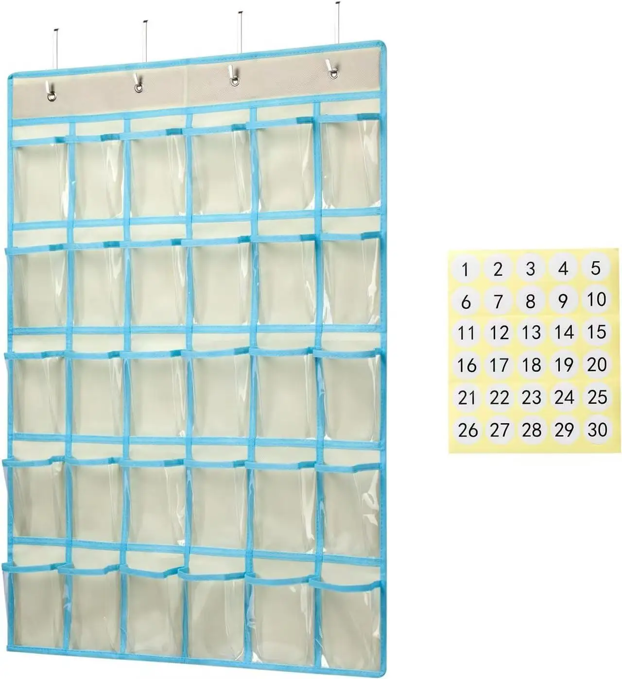 30 Pocket Hanging Cell Phone Organizer Storage Classroom Pocket Chart for Cellphone Calculator Holder