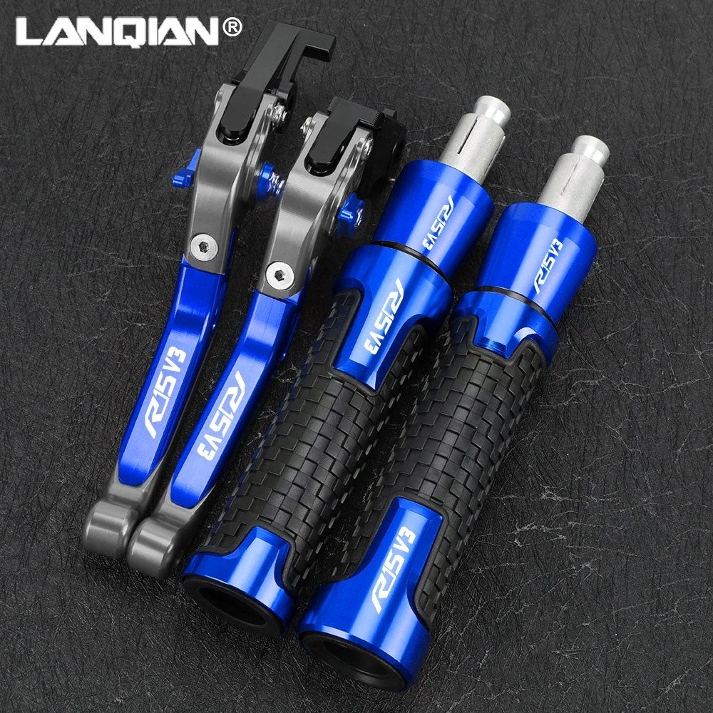 

For YAMAHA R15V3 R15 V3 2017-2023 Motorcycle Foldable Brake Clutch Levers 7/8'' 22mm Handlebar Handle Grips Ends