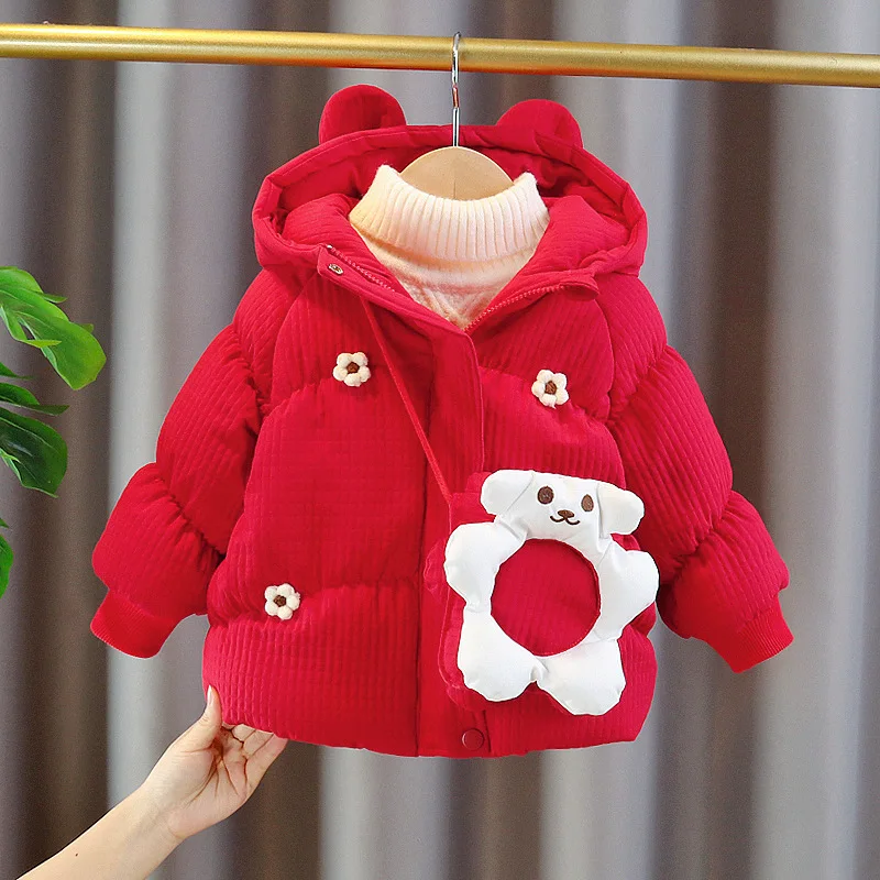 Winter Jacket Kids Girls Hooded Parkas Thick Velvet Warm Coat For Girls Jacket Children Clothes Winter Jackets For Girls Coats