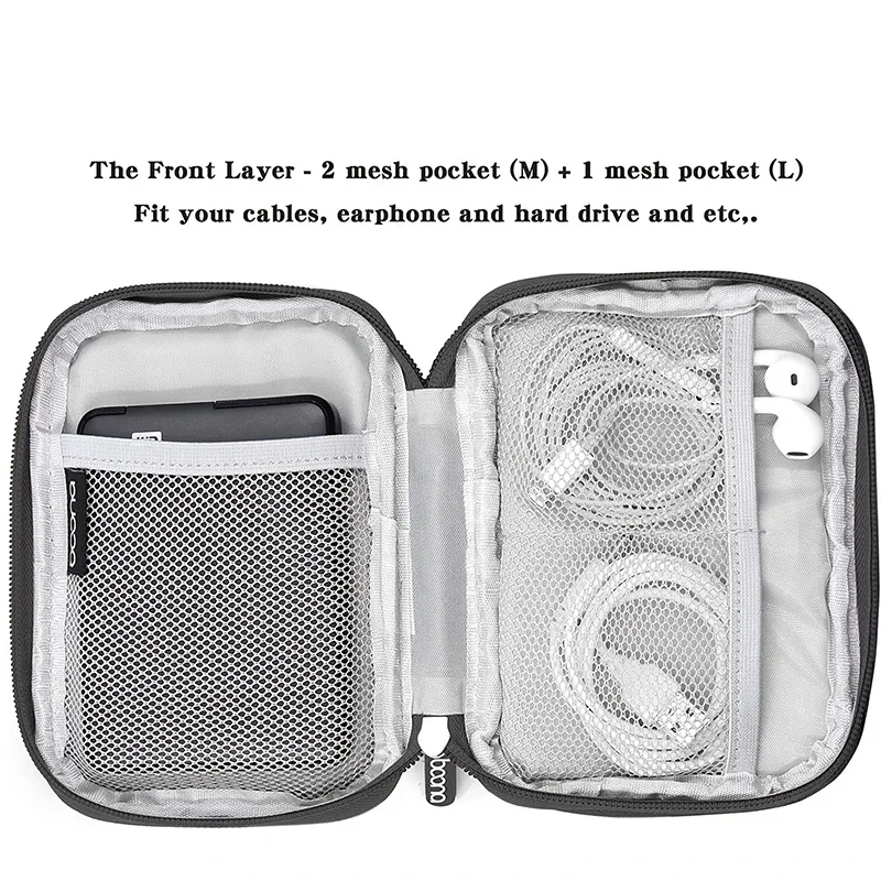 

Practical Portable Earphone Organizer Digital Gadget Carry Case Double Layer USB Hard Disk Protection Bag