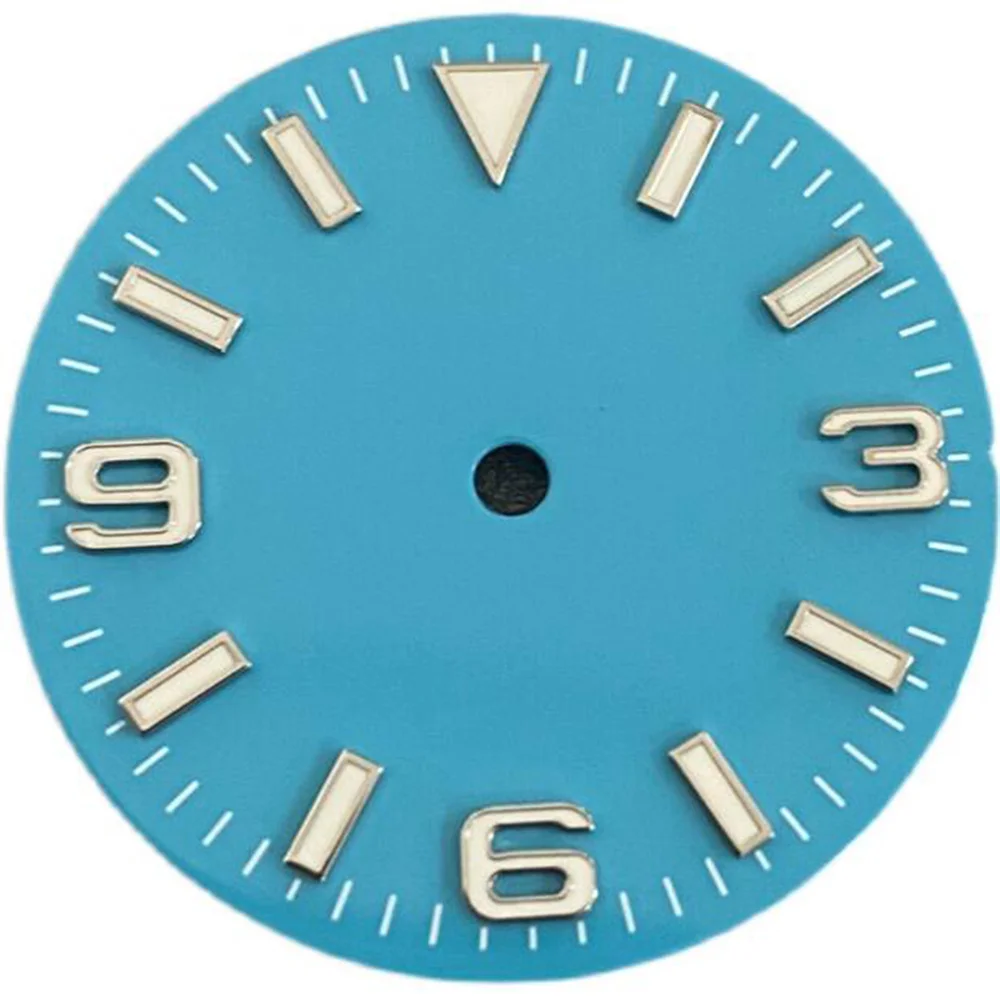 Cadran de montre Shoous vert, style ancien, 28.5 lectures, bande de cadran, marqueur de temps pour mouvement NH35, NH36, 4R, 7S, 369mm