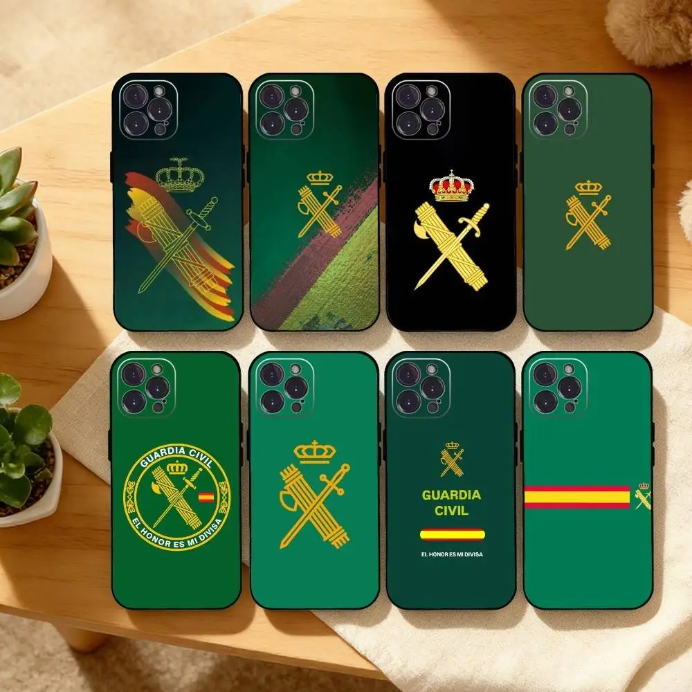 

S-Spanish G-Guard Civil Emblem Phone Case For iPhone17,16,15,14,13,12,Plus,Pro Max, 5G Others Soft Black Cover