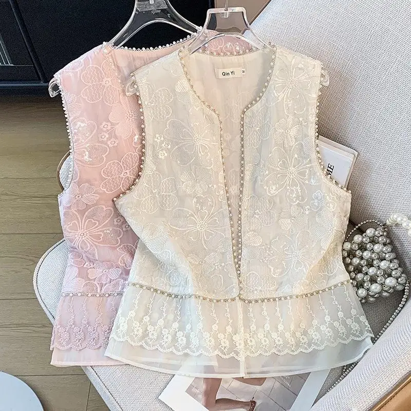 

New Chinese Style Oriental Clothes Classical Retro Cardigan Lace Embroidery Ethnic Style Improved Hanfu Tang Suit Top Vest