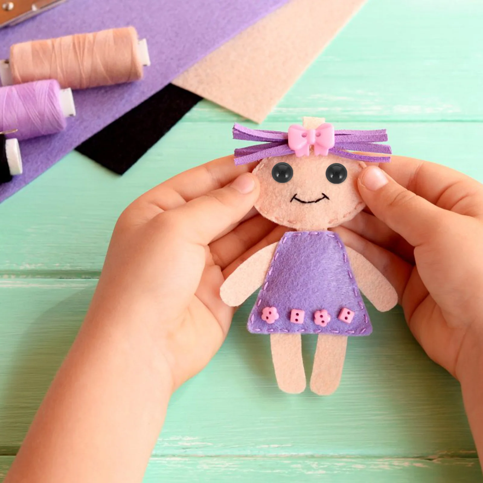 ตาปลอมสีดำทรงกลมก้นแบน 400 ชิ้น สำหรับงานถักโครเชต์ ตุ๊กตา งานฝีมือ DIY อุปกรณ์ตกแต่ง ปลอดภัยสำหรับเด็ก