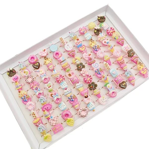 Parmak yüzük çocuklar için Pembe Şeker Dondurma Çörek Kek Takı çocuk Hediyeleri ayarlanabilir Kızlar Parti Yeni Sevimli Toptancılar 30 100 adetgrup 6 Büyük satış, hediyelik dondurma-no 2