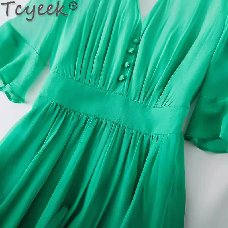 Tcyeek Real Silk Beach Dress Long Dresses for Women 2024 Elegant and Pretty Women's Dresses Summer Clothes Vestidos De Mujer image 4