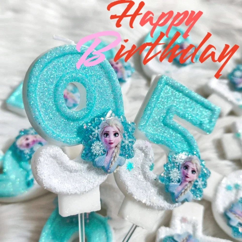 Frozen Fit Cartoon Zweifarbige Digitale Kerze Geburtstagsparty Feiertagsdekoration Niedliche Tortenkerze