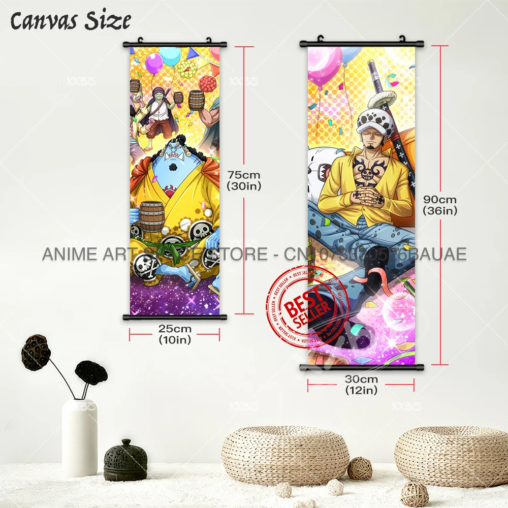 ONE PIECE Hängendes Gemälde Monkey D.Luffy Wandkunst Franky Anime Poster Brook Leinwand Scrolls Bild Roronoa Zoro Home Decor – Detail 5