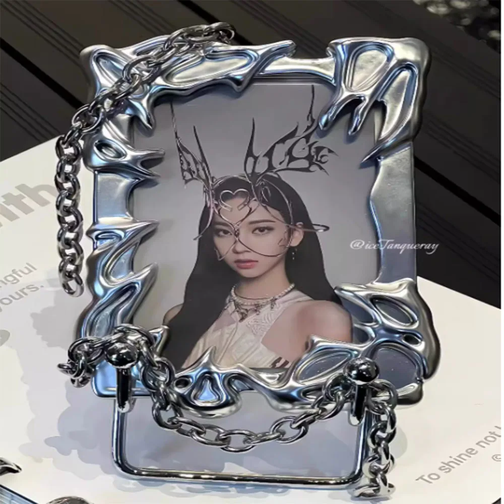 Korean Original Design Electroplate Creative Plasitic Frame Kpop Photo Binder Idol Photo Card Holder For 3 Inch Card Wholesales