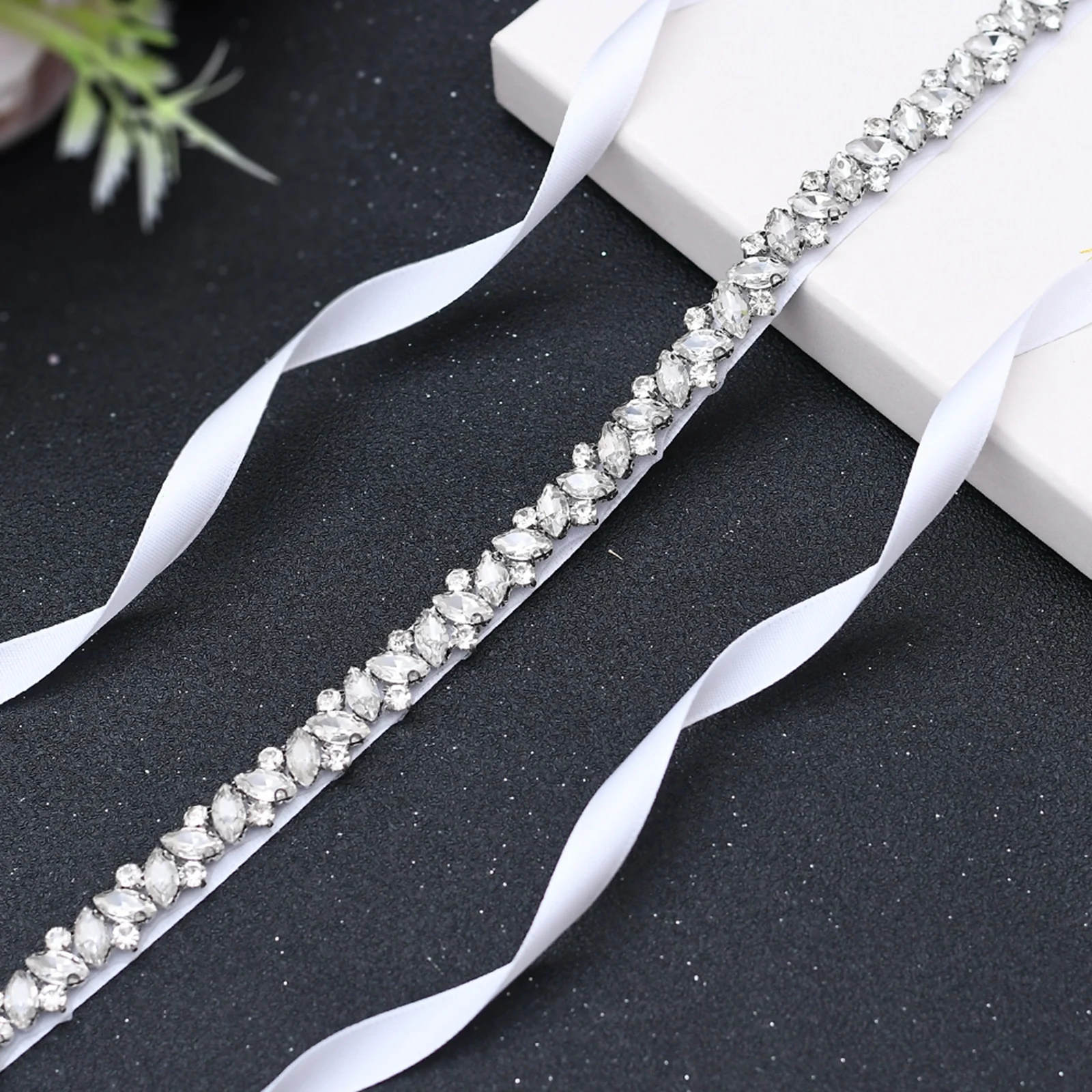 Shinny Wedding Dress Belts Rhinestones Belt Silver Diamond Belt Bridal Belts Wedding Gown Belt for Women Thin Belt Bride Sashes