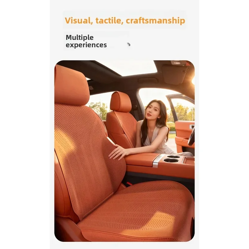 High Quality Perforated Suede Leather Cushion Unit, Breathable Texture, Full Kit, Multi Vehicle Fit, Sedan SUV Compatible Cushio